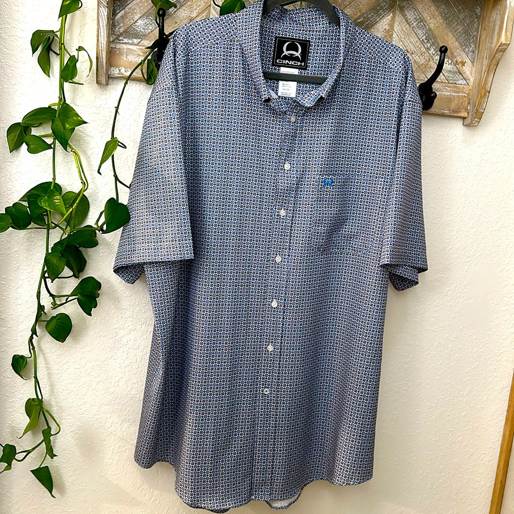 Men’s Cinch button up shirt XXL shirt blue pattern